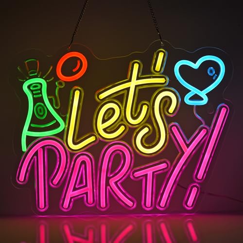 レッツパーティー　lets party 宴会　LEDネオンサイン　クリスマス会 Amazon | JOMOBUTY LET'S PARTYネオンサイン 多階段調光可 LED
